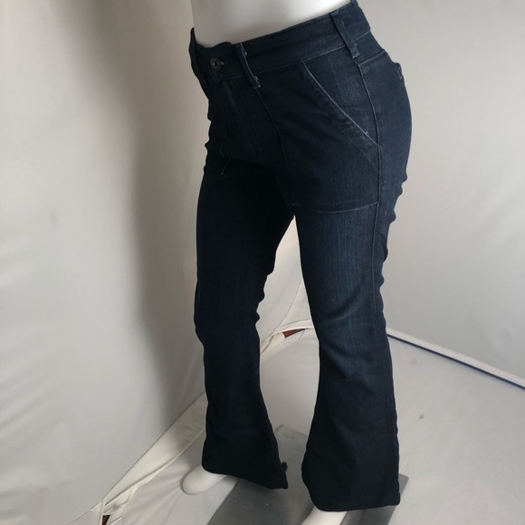 Adriano Goldschmied Goldie patch pocket bell bottom dark rinse blue jeans - Picture 2 of 10